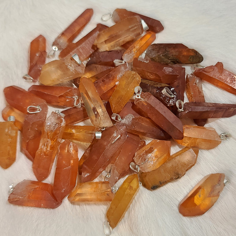 Tangerine Quartz Crystal Pendants, 1-1.5"