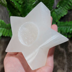 Selenite Star Candle Holders