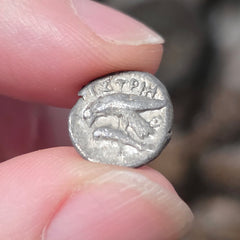 Greek Silver Drachm, Solar Eclipse Coin A (Apollo, Sea-Eagle, Dolphin)