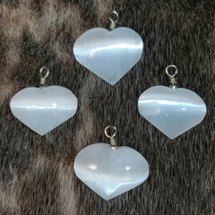 Selenite Heart Pendants