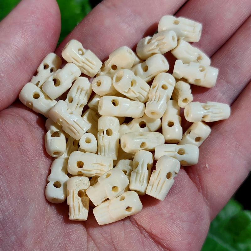 Human Skull Beads, Water Buffalo Bone (SET OF 3)