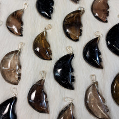 Smoky Quartz Moon Pendants (1.25