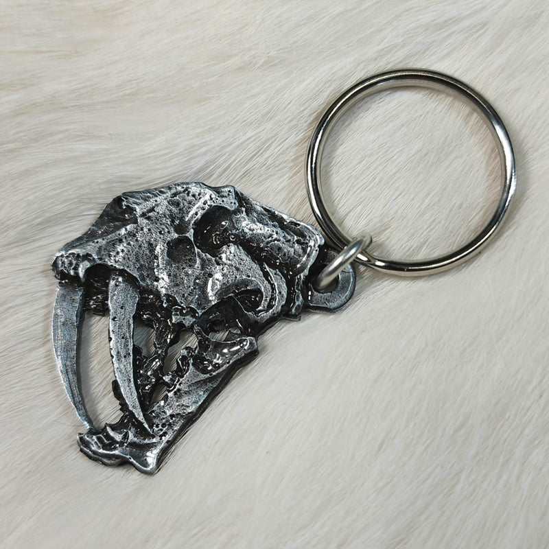 Sabertooth Tiger Skull Keychain