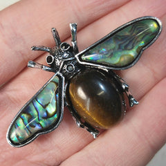 Beetle Brooches (Tiger's Eye & Mother of Pearl)