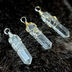 Quartz Crystal Pendants, Wire-Wrapped (SALE)